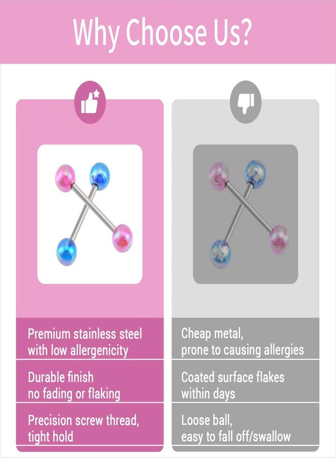Hufopik 23pcs 14G Mix-Color Stainless Steel Straight Barbell Tongue Rings Bars Piercing 5/8" Length Acrylic Flexible Retainer Body Jewelry For Women Men - Image 3